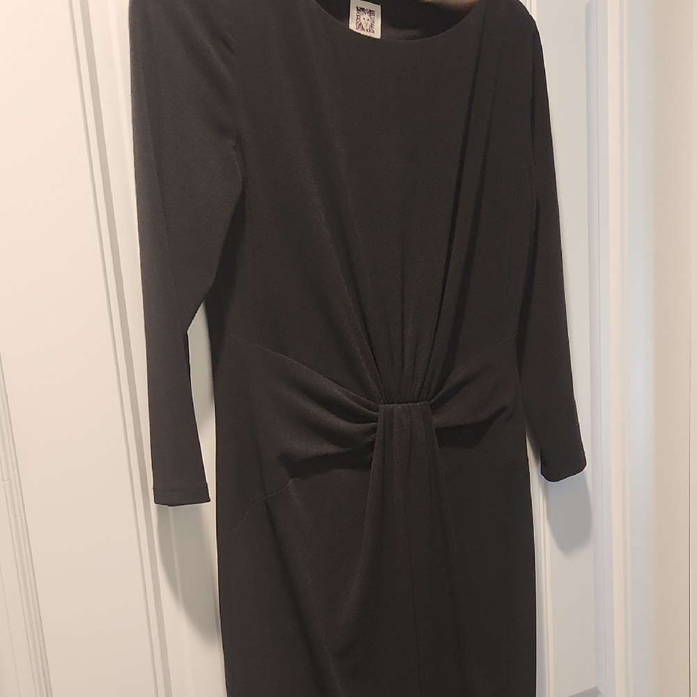 Anne Klein Gray Ruched Long Sleeve Sheath Dress